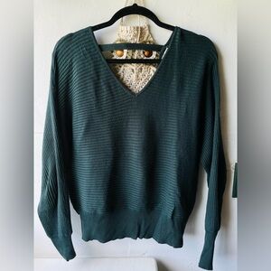 Hippie Rose Deep Green V-Neck Sweater